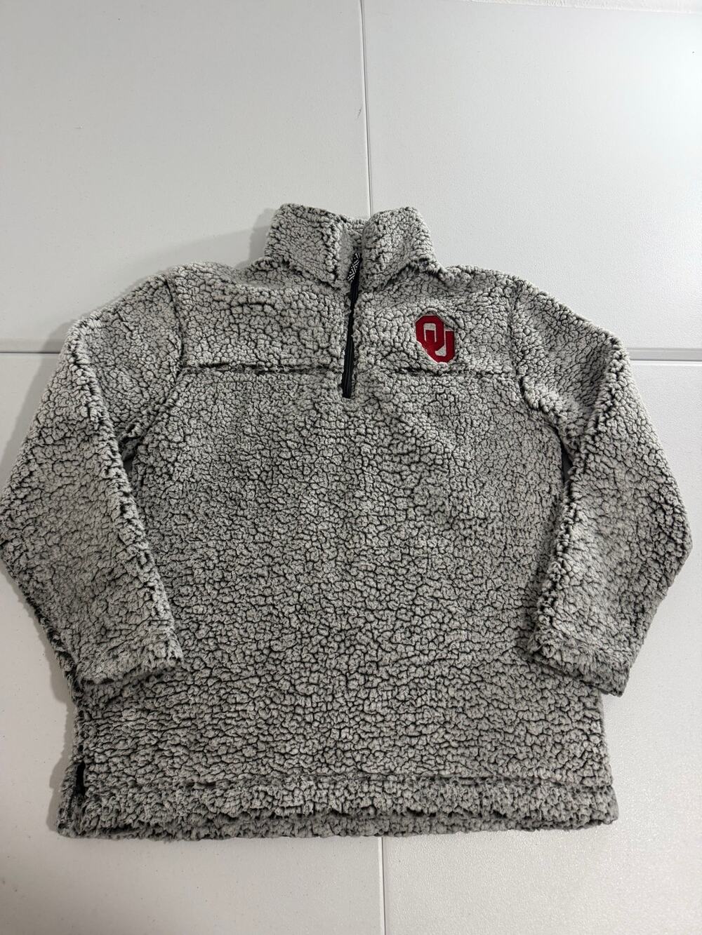 Oklahoma Sooners OU Boxercraft Sherpa 1/4 Zip Pullover Medium Gray Fleece Unisex